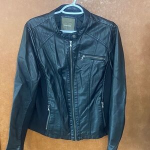 Maurices Black Faux Leather Moto Jacket with Zip Pockets
